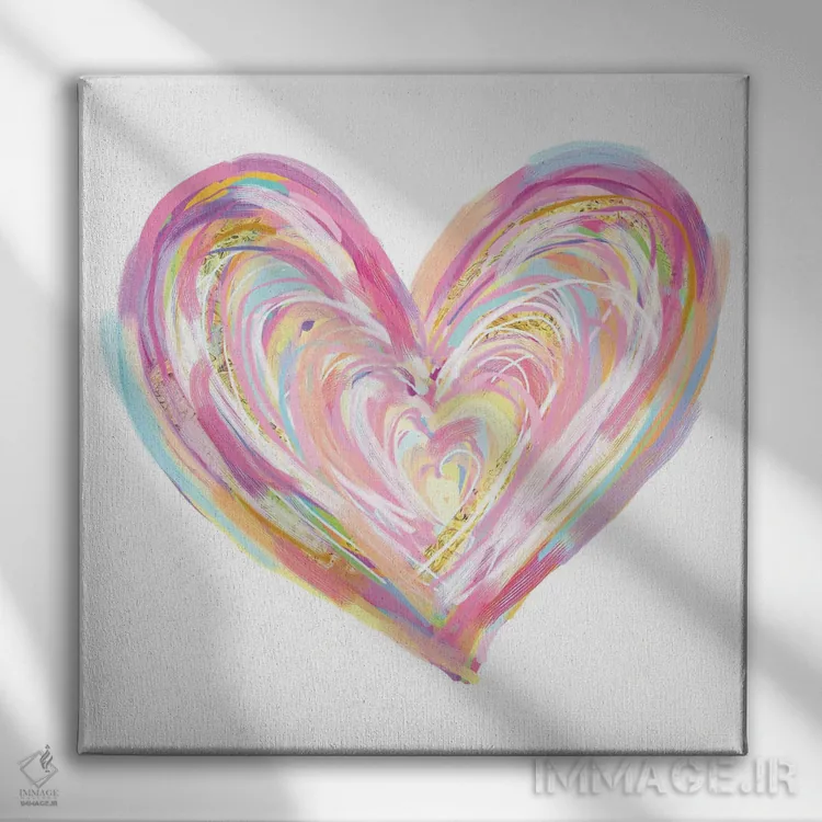 تابلو قلب رنگارنگ روز ولنتاین اثر افرازی گرافیکز (استودیو طراحی) - نمای روبهرو روی دیوار