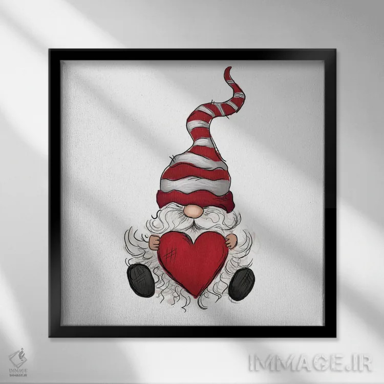 تابلو کوتوله ولنتاین با قلب اثر افرازی گرافیکز (استودیو طراحی) - نمای قابدار مشکی