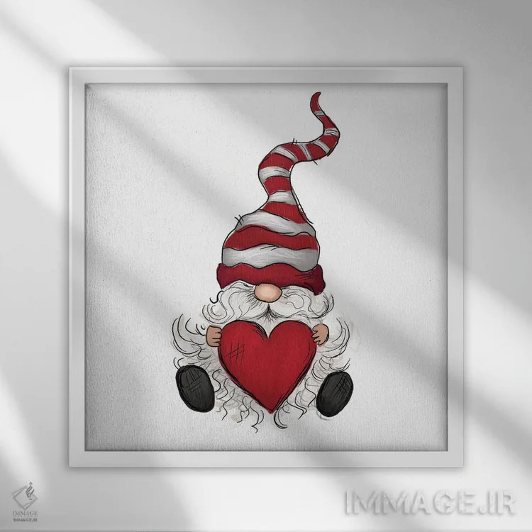 تابلو کوتوله ولنتاین با قلب اثر افرازی گرافیکز (استودیو طراحی) - نمای قابدار سفید