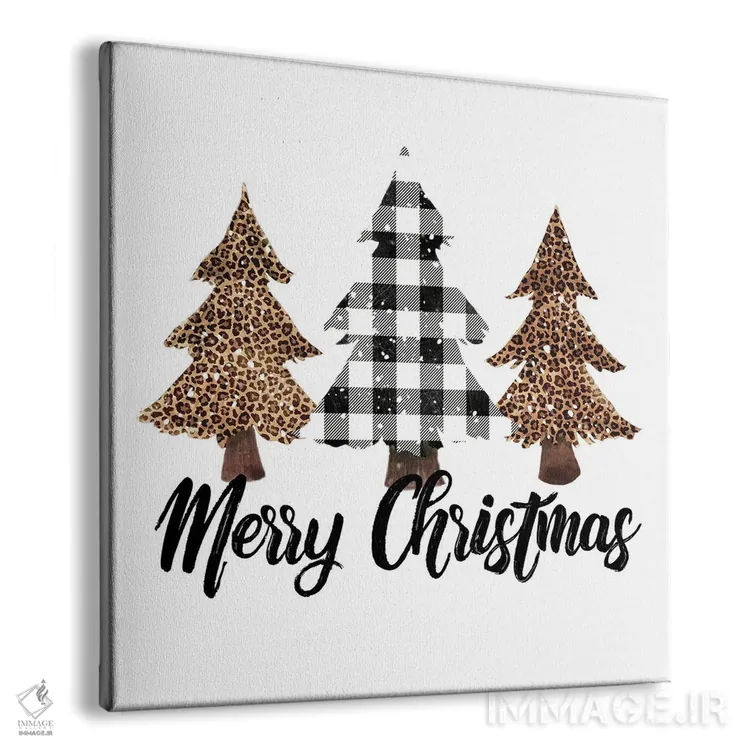 تابلو درخت کریسمس پلنگی چهارخانه سفید اثر افرازی گرافیکز (استودیو طراحی) - نمای پرسپکتیو محصول