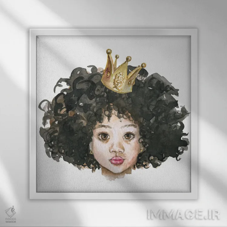تابلو پرنسس کوچک آفریقایی اثر افرازی گرافیکز (استودیو طراحی) - نمای قابدار سفید
