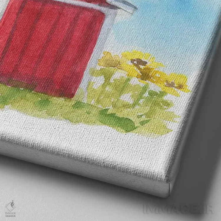 تابلو مزرعه. طویله قرمز اثر افرازی گرافیکز (استودیو طراحی) - نمای نزدیک بافت بوم