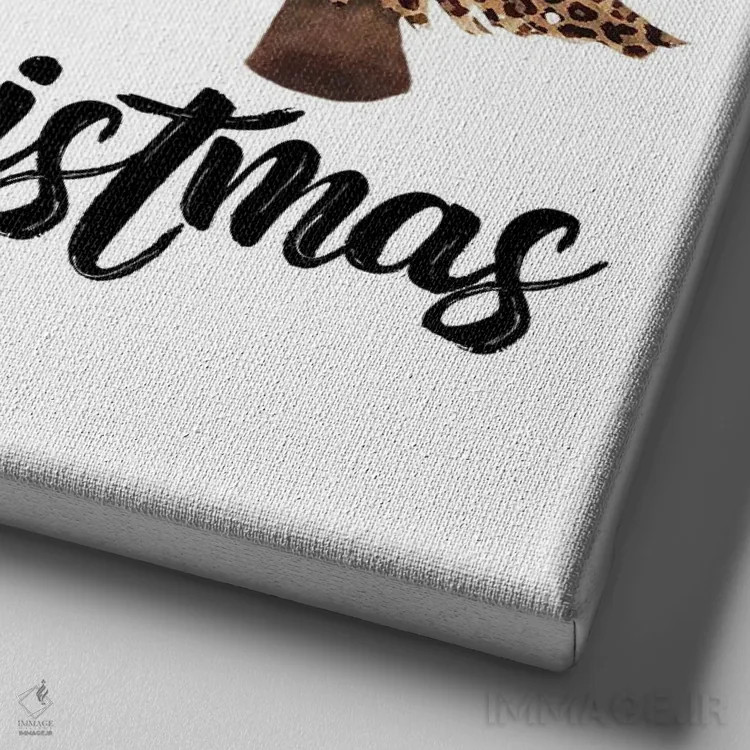 تابلو درخت کریسمس پلنگی چهارخانه سفید اثر افرازی گرافیکز (استودیو طراحی) - نمای نزدیک بافت بوم