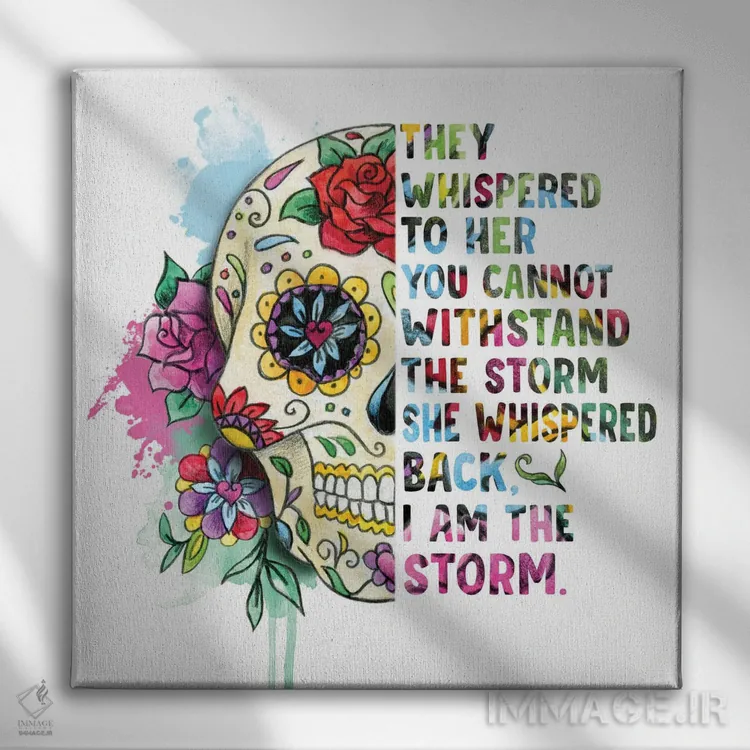 تابلو جمجمه قندی: من خود طوفانم اثر افرازی گرافیکز (استودیو طراحی) - نمای روبهرو روی دیوار