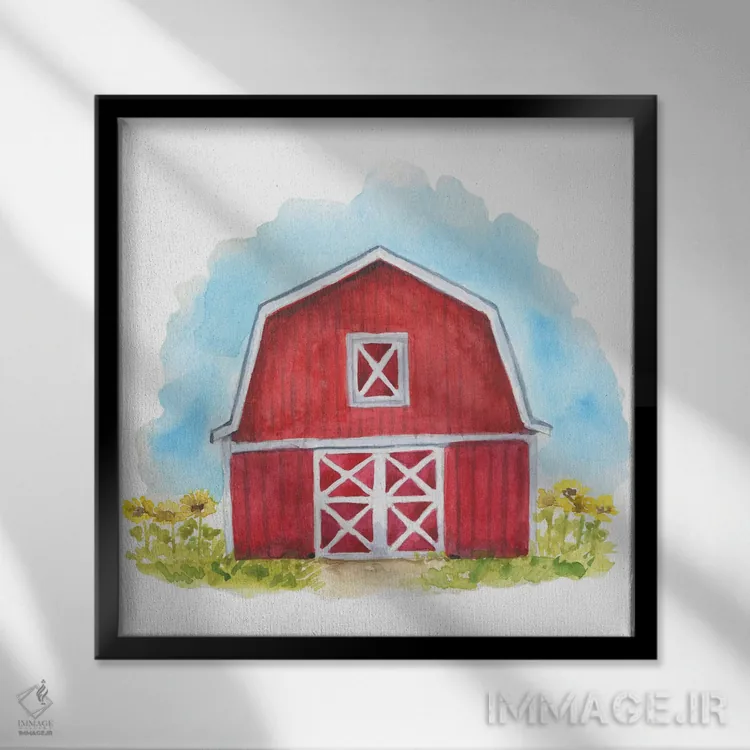 تابلو مزرعه. طویله قرمز اثر افرازی گرافیکز (استودیو طراحی) - نمای قابدار مشکی