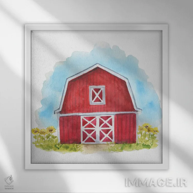 تابلو مزرعه. طویله قرمز اثر افرازی گرافیکز (استودیو طراحی) - نمای قابدار سفید