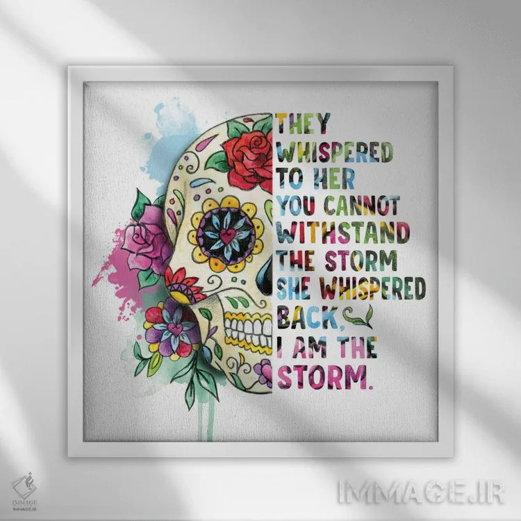 تابلو جمجمه قندی: من خود طوفانم اثر افرازی گرافیکز (استودیو طراحی) - نمای قابدار سفید