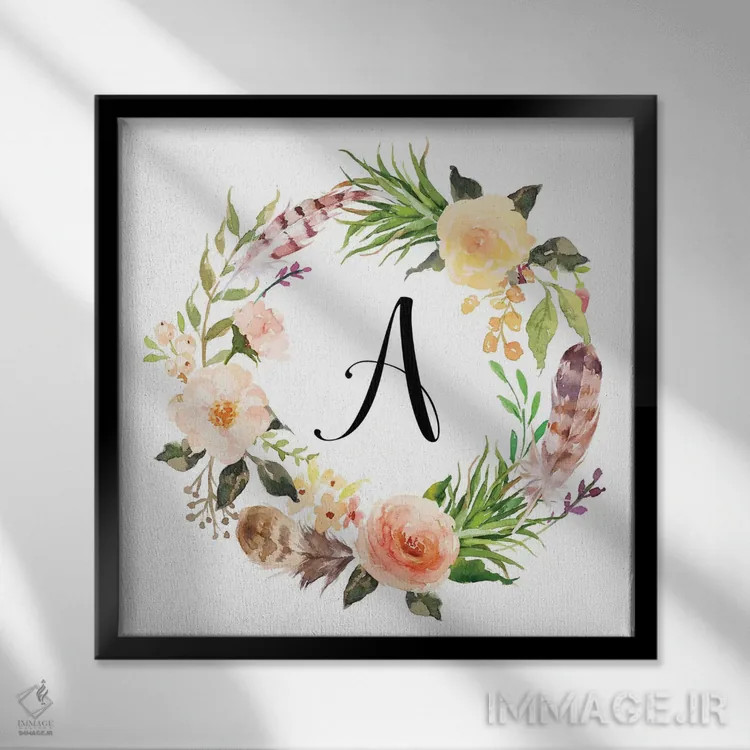 تابلو حرف اول الفبای انگلیسی "A" اثر ادن پرینتیبلز (استودیو/برند طراحی) - نمای قابدار مشکی