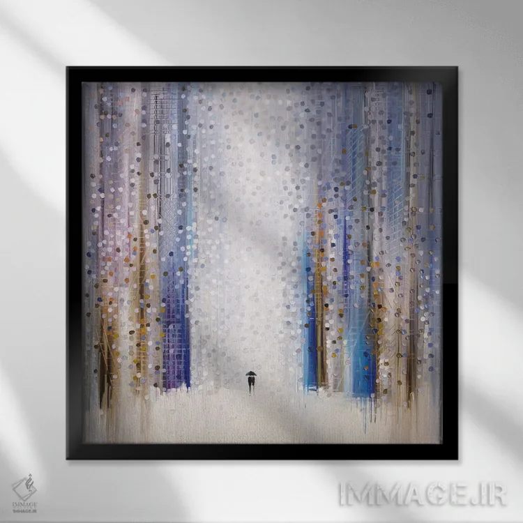 تابلو عاشق شدن زیر چتر اثر اکاترینا ارمیلکینا - نمای قابدار مشکی