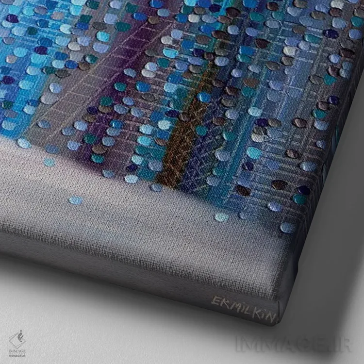 تابلو زیر چتر با تو در روز بارانی اثر اکاترینا ارمیلکینا - نمای نزدیک بافت بوم