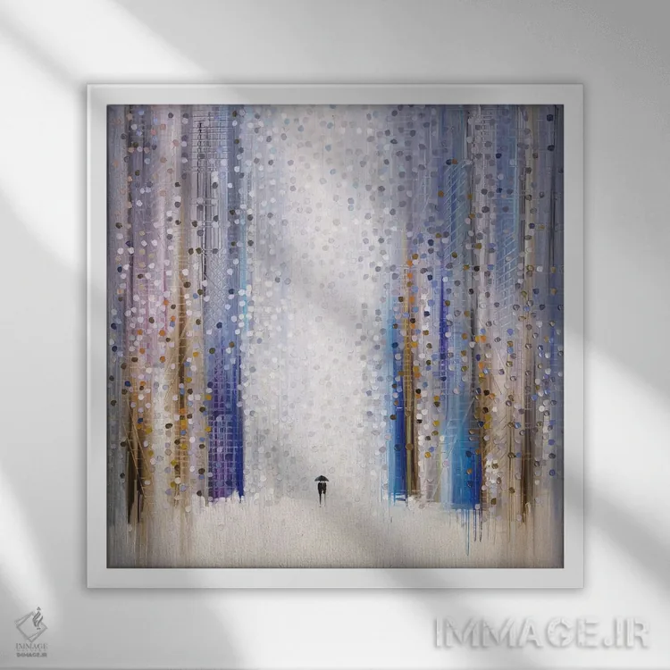 تابلو عاشق شدن زیر چتر اثر اکاترینا ارمیلکینا - نمای قابدار سفید