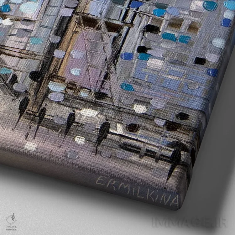 تابلو باران تابستانی اثر اکاترینا ارمیلکینا - نمای نزدیک بافت بوم