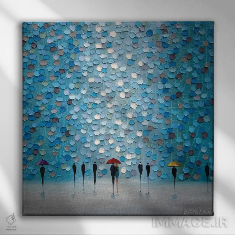 تابلو ۳ چتر کوچک اثر اکاترینا ارمیلکینا - نمای روبهرو روی دیوار