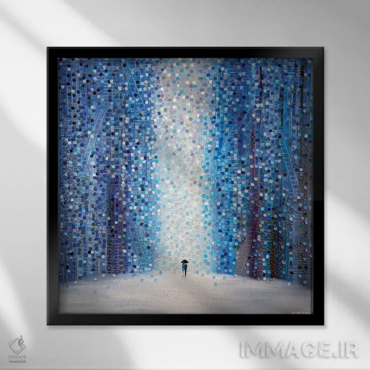 تابلو زیر چتر با تو در روز بارانی اثر اکاترینا ارمیلکینا - نمای قابدار مشکی