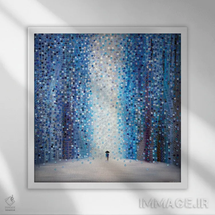 تابلو زیر چتر با تو در روز بارانی اثر اکاترینا ارمیلکینا - نمای قابدار سفید