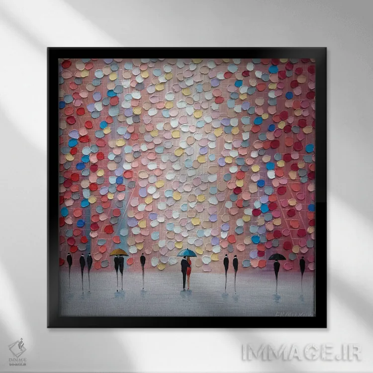 تابلو باران صورتی اثر اکاترینا ارمیلکینا - نمای قابدار مشکی