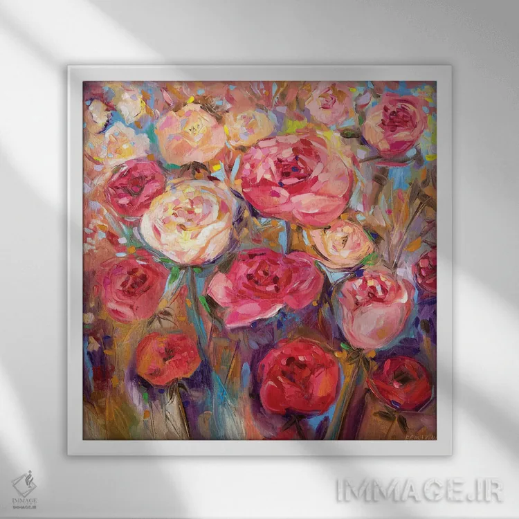 تابلو رزها اثر اکاترینا ارمیلکینا - نمای قابدار سفید