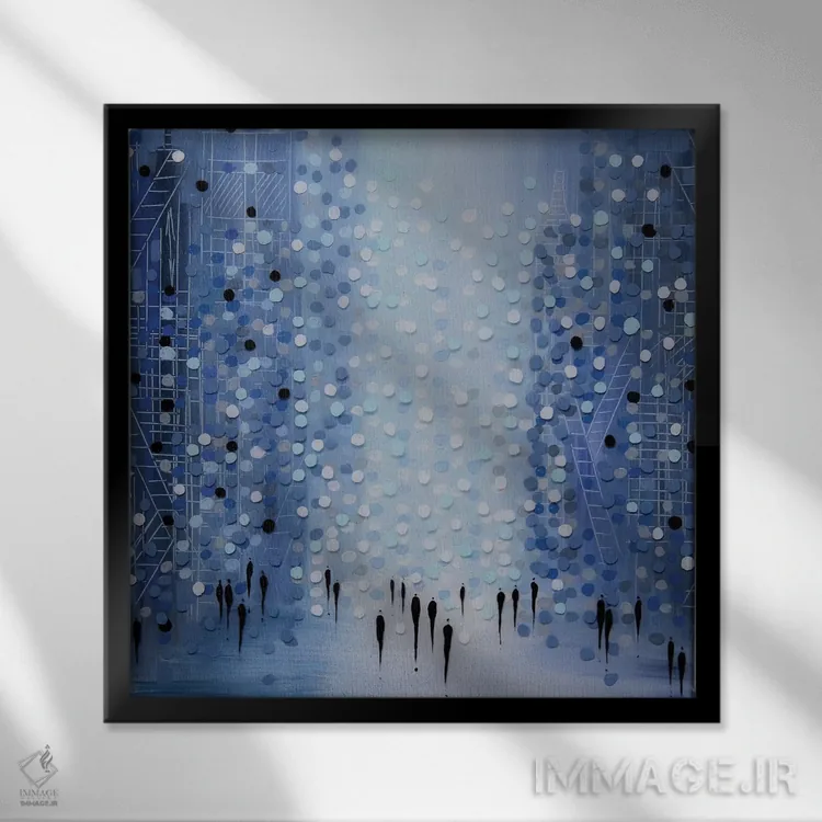 تابلو شهر در آبی اثر اکاترینا ارمیلکینا - نمای قابدار مشکی