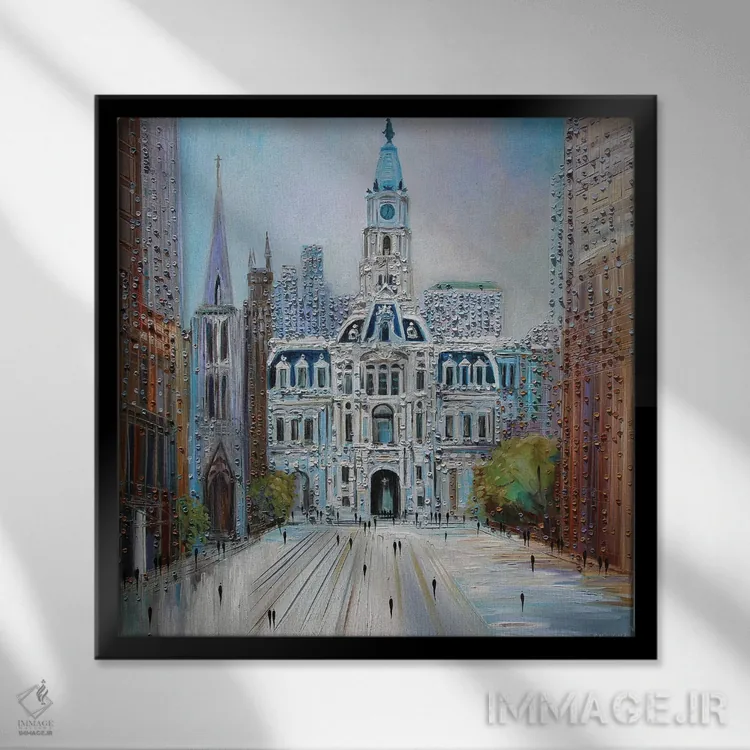 تابلو عمارت شهر فیلادلفیا اثر اکاترینا ارمیلکینا - نمای قابدار مشکی