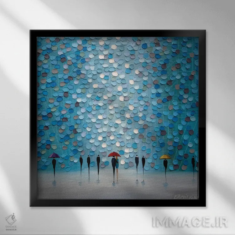 تابلو ۳ چتر کوچک اثر اکاترینا ارمیلکینا - نمای قابدار مشکی