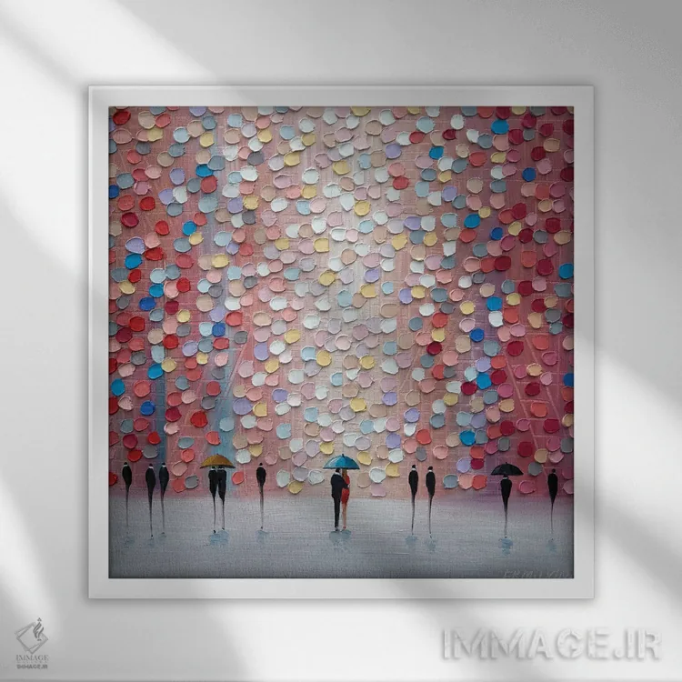 تابلو باران صورتی اثر اکاترینا ارمیلکینا - نمای قابدار سفید