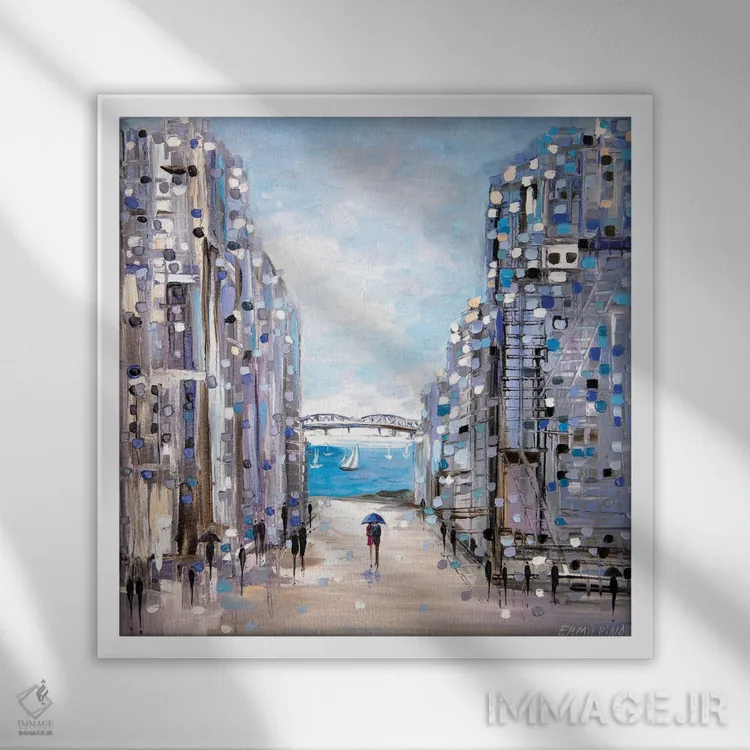 تابلو باران تابستانی اثر اکاترینا ارمیلکینا - نمای قابدار سفید