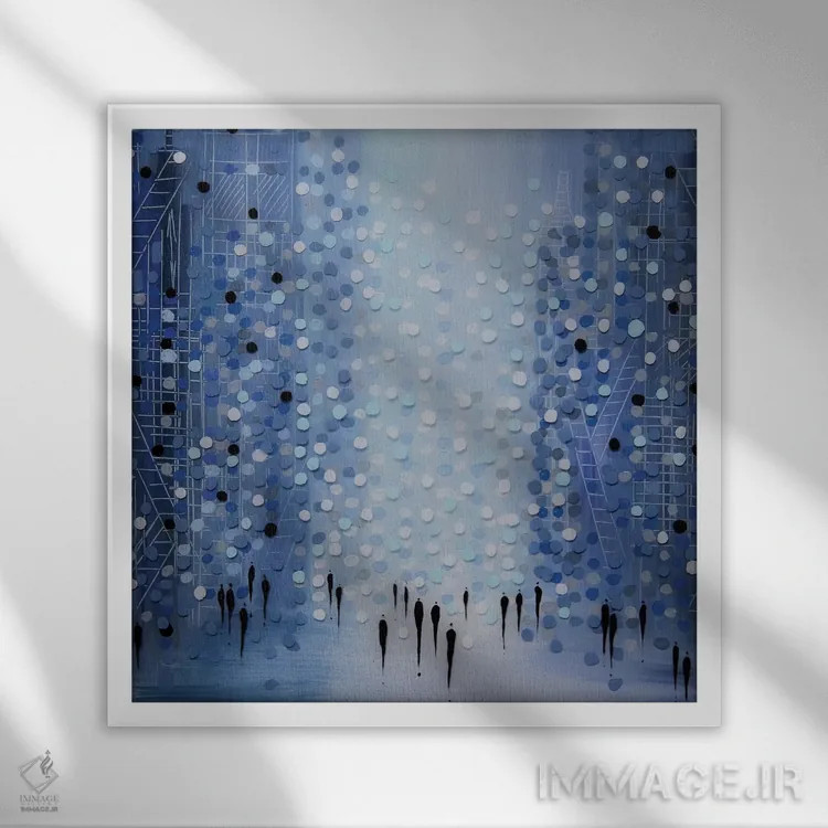 تابلو شهر در آبی اثر اکاترینا ارمیلکینا - نمای قابدار سفید