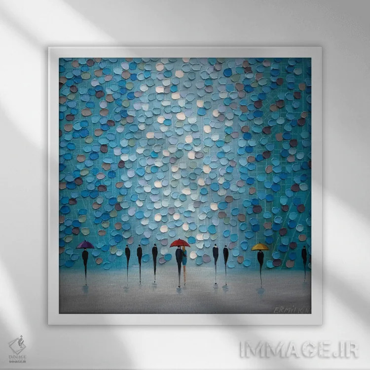 تابلو ۳ چتر کوچک اثر اکاترینا ارمیلکینا - نمای قابدار سفید