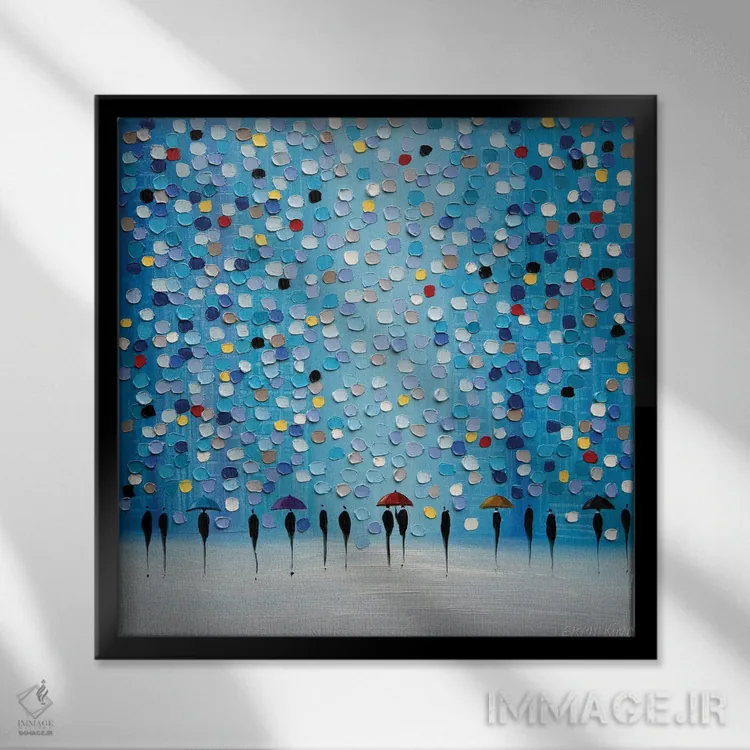 تابلو نقاط رنگارنگ اثر اکاترینا ارمیلکینا - نمای قابدار مشکی