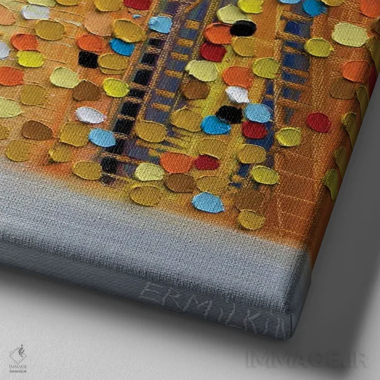 تابلو غروب با هم اثر اکاترینا ارمیلکینا - نمای نزدیک بافت بوم