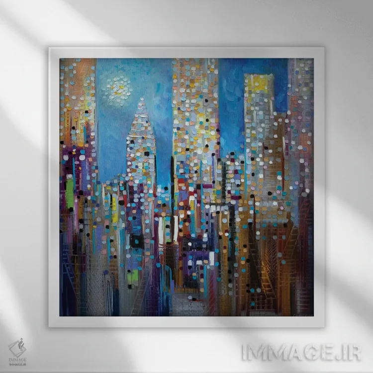 تابلو خورشید بالای شهر اثر اکاترینا ارمیلکینا - نمای قابدار سفید