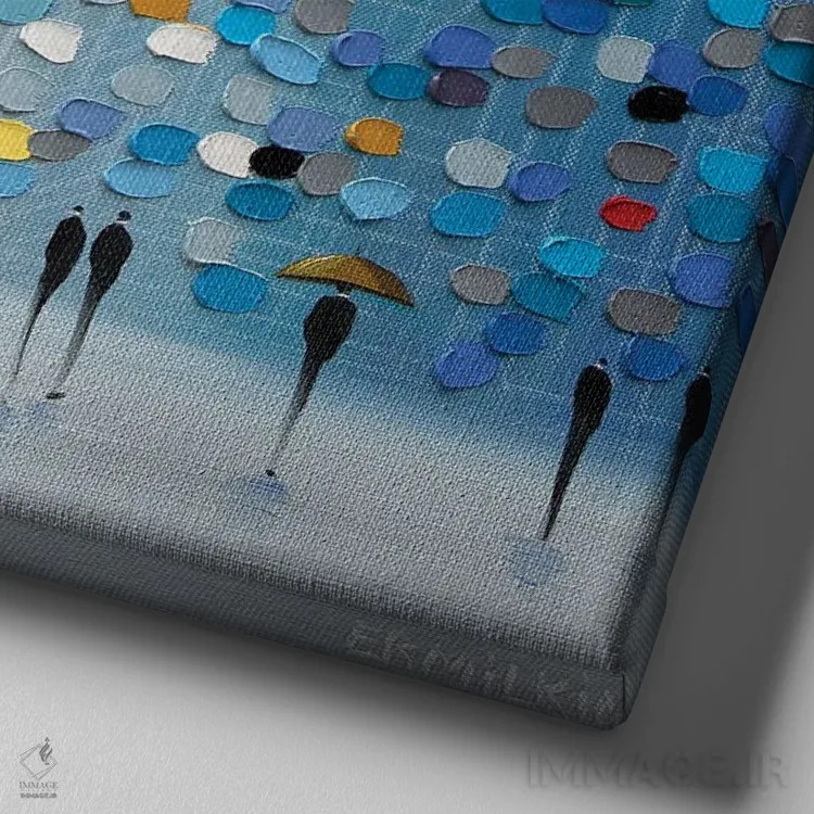 تابلو بهشت آبی اثر اکاترینا ارمیلکینا - نمای نزدیک بافت بوم