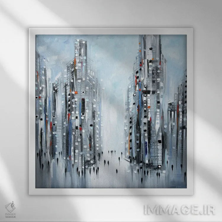 تابلو شهر شلوغ اثر اکاترینا ارمیلکینا - نمای قابدار سفید