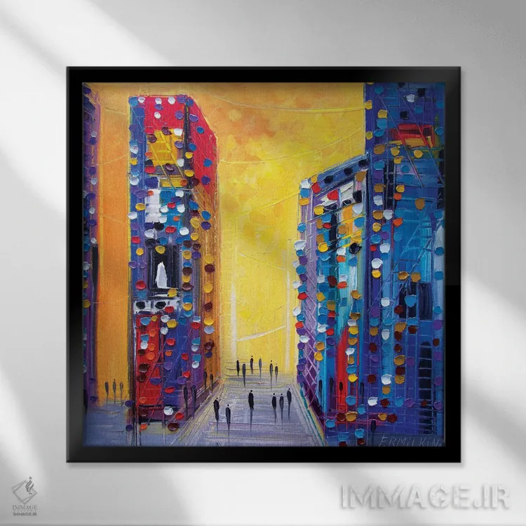 تابلو پیادهروی شهری اثر اکاترینا ارمیلکینا - نمای قابدار مشکی