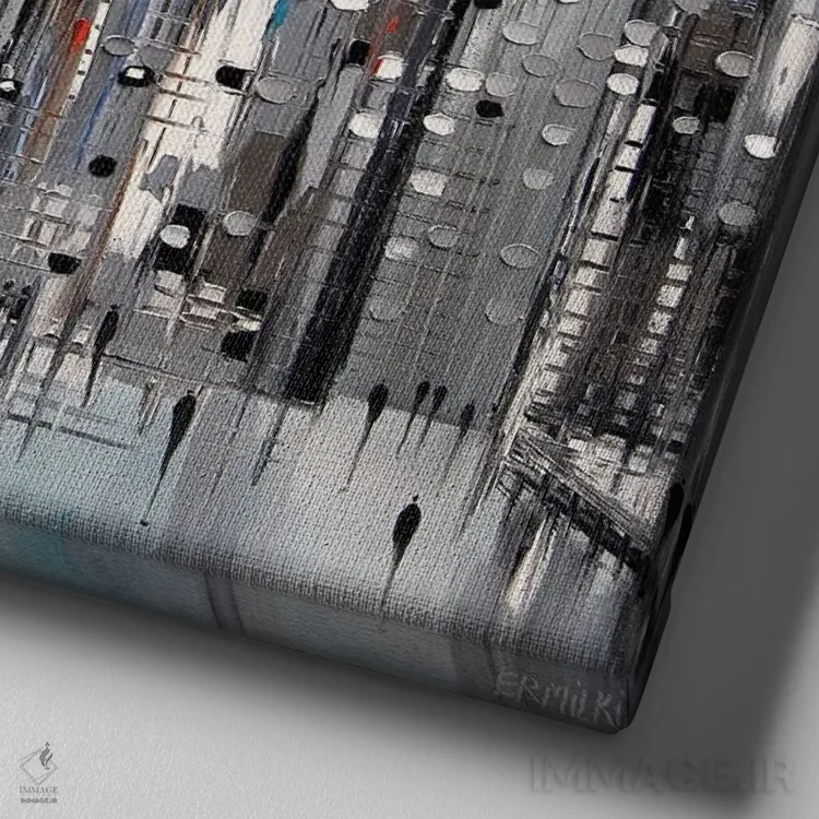 تابلو زندگی مدرن اثر اکاترینا ارمیلکینا - نمای نزدیک بافت بوم