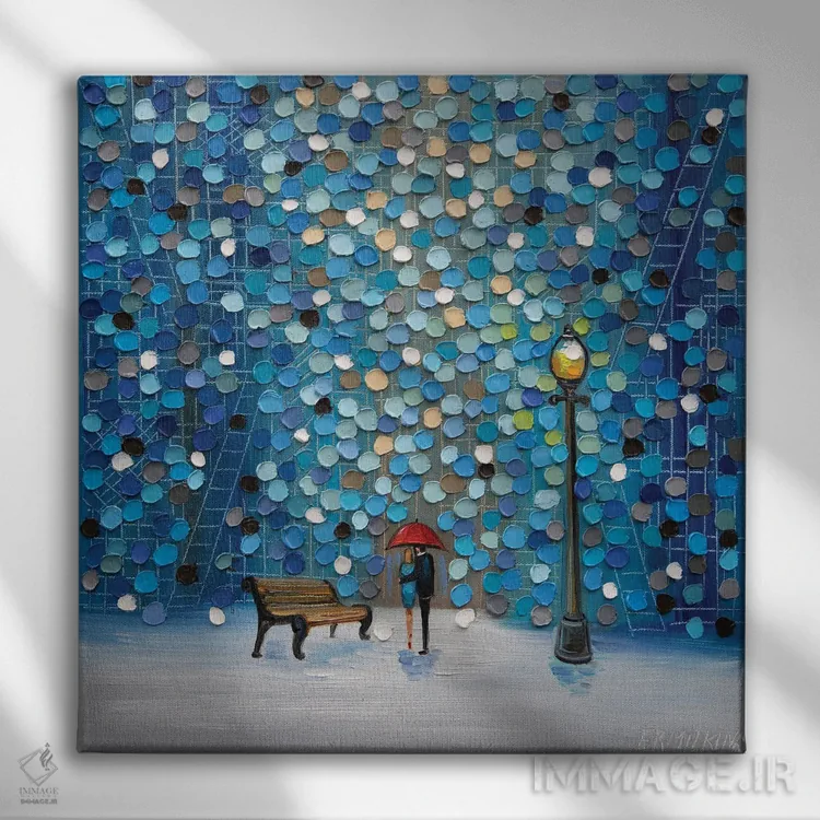 تابلو عاشقان شب اثر اکاترینا ارمیلکینا - نمای روبهرو روی دیوار