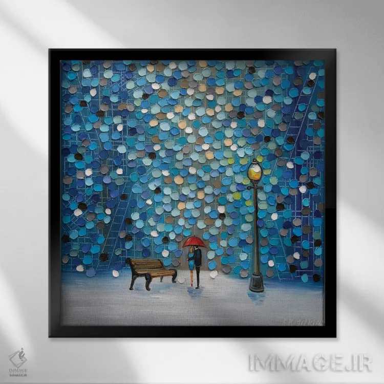 تابلو عاشقان شب اثر اکاترینا ارمیلکینا - نمای قابدار مشکی