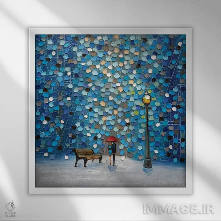 تابلو عاشقان شب اثر اکاترینا ارمیلکینا - نمای قابدار سفید