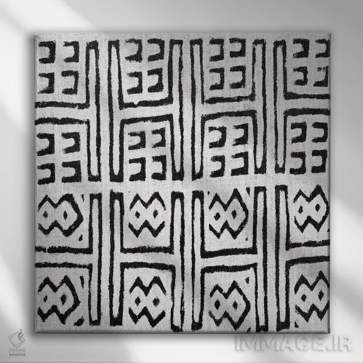 تابلو طرح هندسی سفید مدکلاث ۷ اثر الی رابرتز - نمای روبهرو روی دیوار