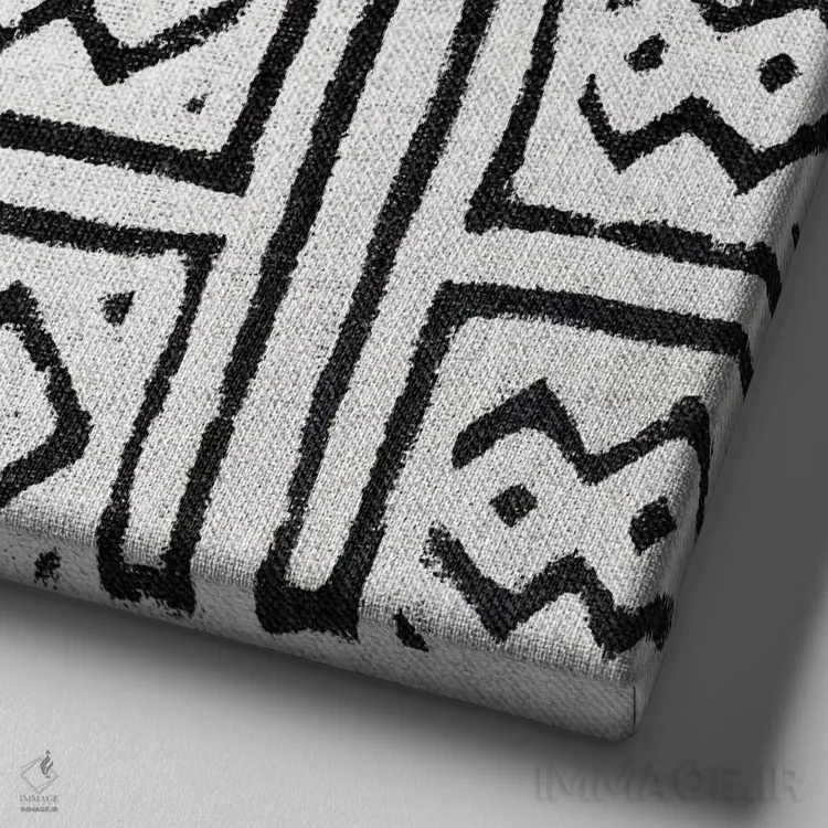 تابلو طرح هندسی سفید مدکلاث ۷ اثر الی رابرتز - نمای نزدیک بافت بوم