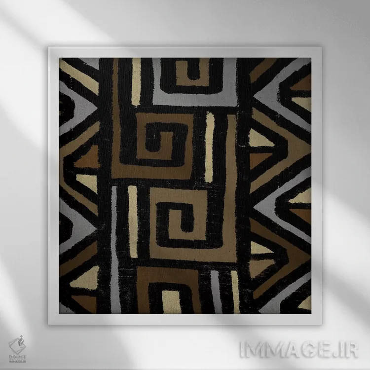 تابلو طرح هندسی مدکلاث ۶ اثر الی رابرتز - نمای قابدار سفید