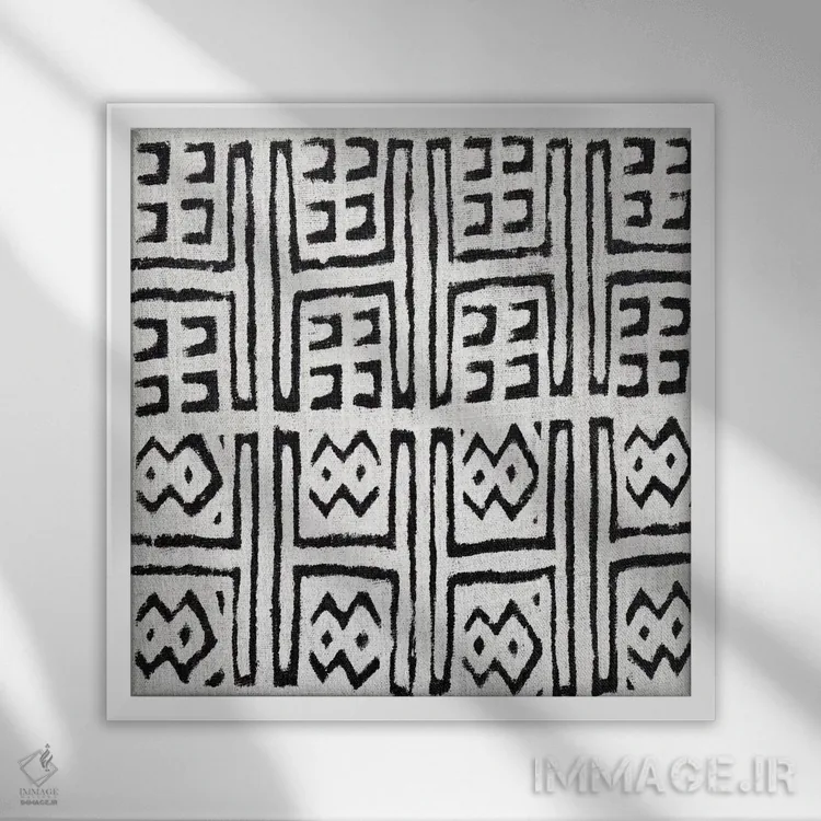 تابلو طرح هندسی سفید مدکلاث ۷ اثر الی رابرتز - نمای قابدار سفید