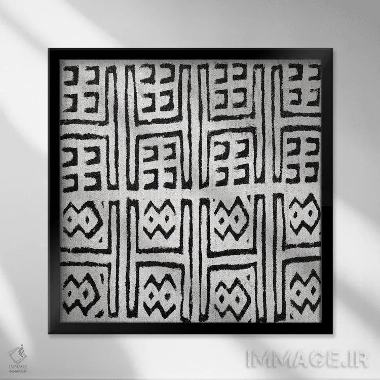 تابلو طرح هندسی سفید مدکلاث ۷ اثر الی رابرتز - نمای قابدار مشکی