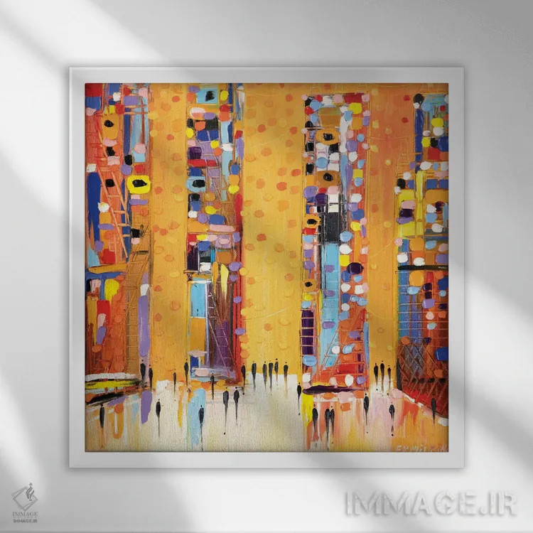 تابلو غروب در شهر اثر اکاترینا ارمیلکینا - نمای قابدار سفید