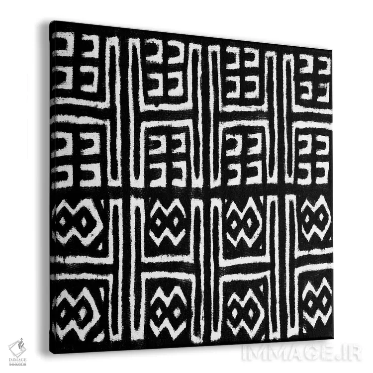 تابلو طراحی هندسی با پارچهی گلآلود سیاه VII اثر الی رابرتز - نمای پرسپکتیو محصول