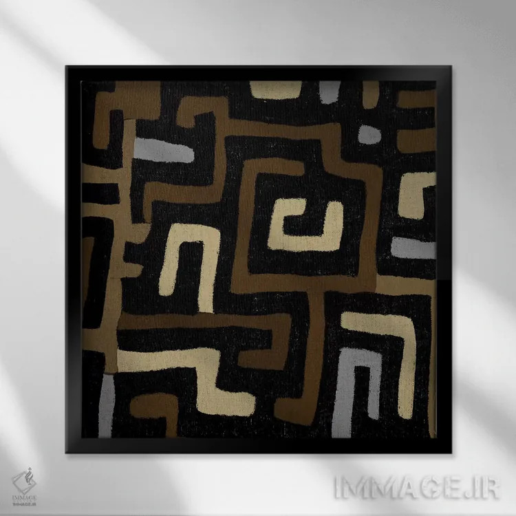 تابلو طراحی هندسی پارچهی گلآلود I اثر الی رابرتز - نمای قابدار مشکی