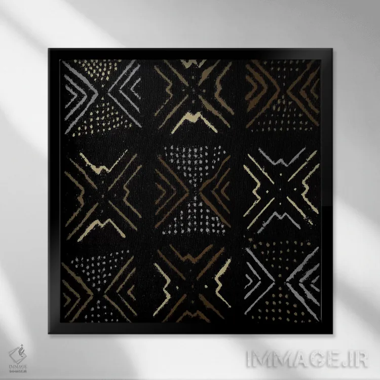 تابلو طراحی هندسی پارچهی گلآلود III اثر الی رابرتز - نمای قابدار مشکی