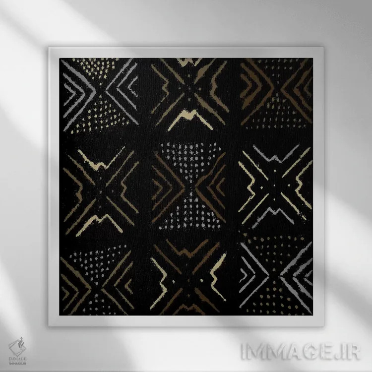 تابلو طراحی هندسی پارچهی گلآلود III اثر الی رابرتز - نمای قابدار سفید