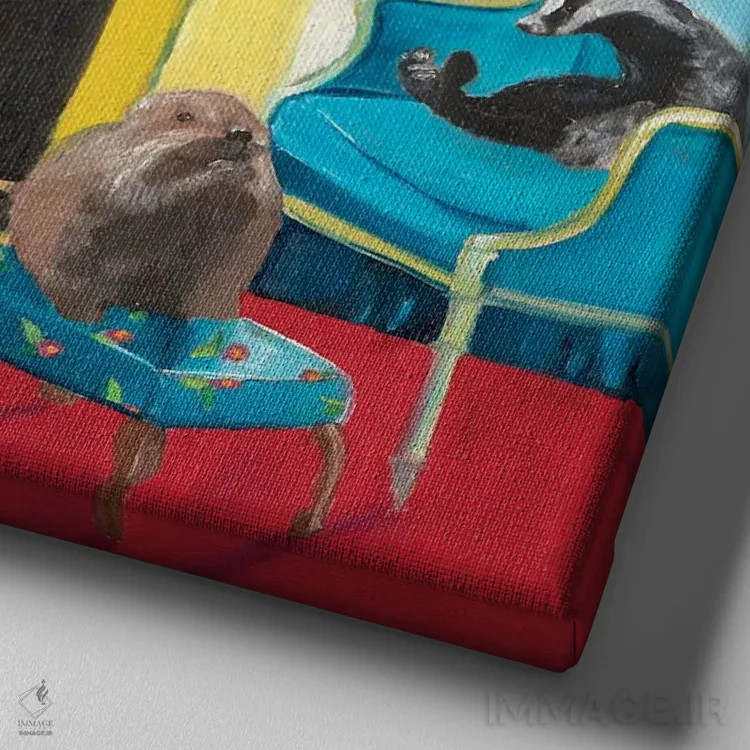 تابلو خانه حیوانات اثر امیلی رید - نمای نزدیک بافت بوم