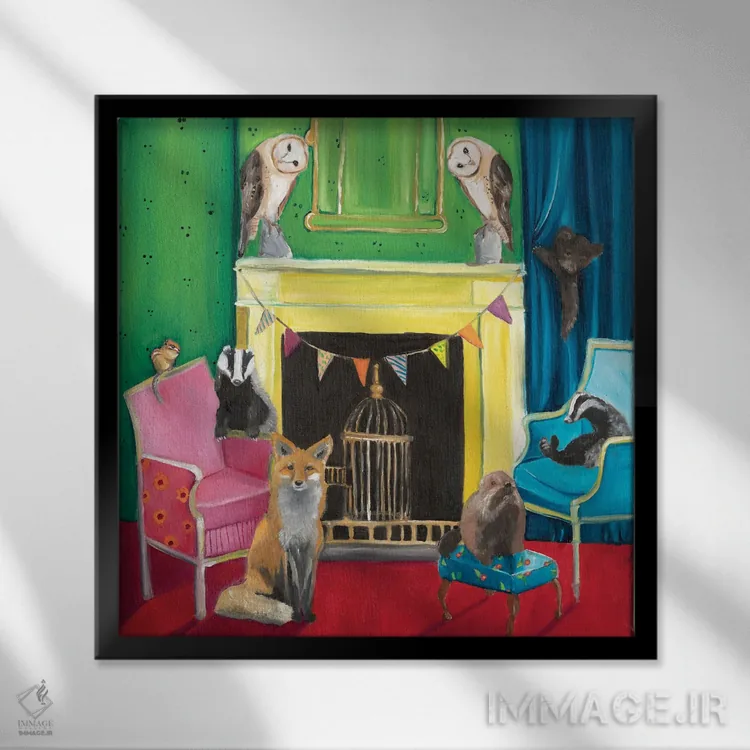 تابلو خانه حیوانات اثر امیلی رید - نمای قابدار مشکی